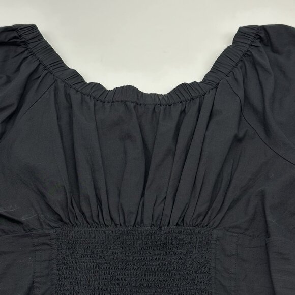Free People Teagan Size Medium Black Puff-Sleeve On/Off Shoulder Peplum Blouse - Picture 11 of 11